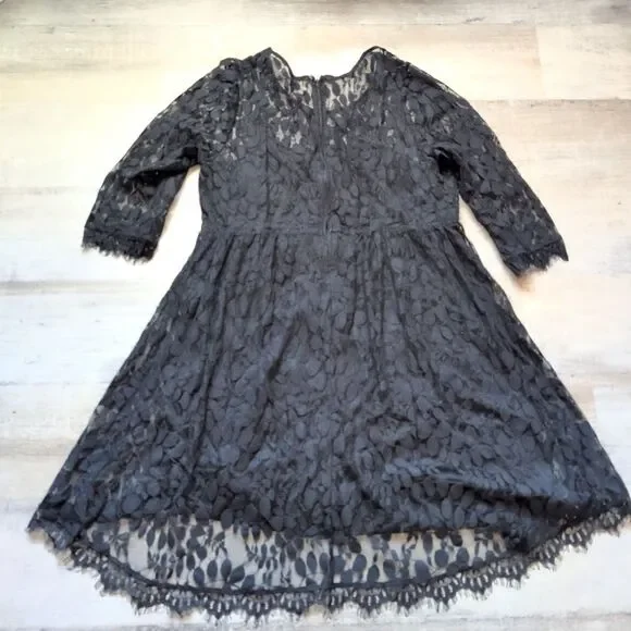 NWOT Torrid Lace Dress Womens Size 20 Black Goth Long Sleeve Knee Length - Picture 8 of 9